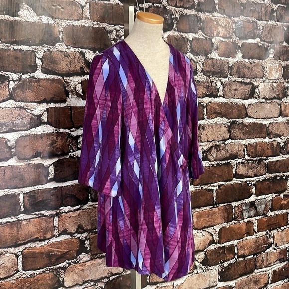 Some Days Lovin Dress Boho Diamond Print Purple Wrap Size XS - Picture 4 of 13